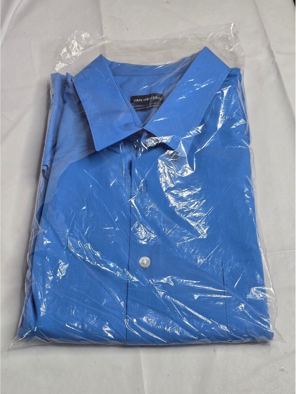 Van Heusen Regular Fit Wrinkle Free Men's Dress Shirt, Blue, 2XL (Long-Sleeve)